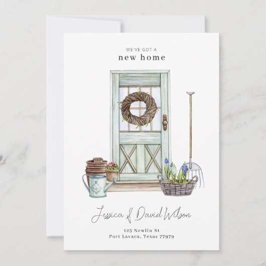 シンプルミニマルモダン新ホーム引越案内 招待状 (正面)