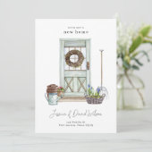 シンプルミニマルモダン新ホーム引越案内 招待状 (スタンド正面)