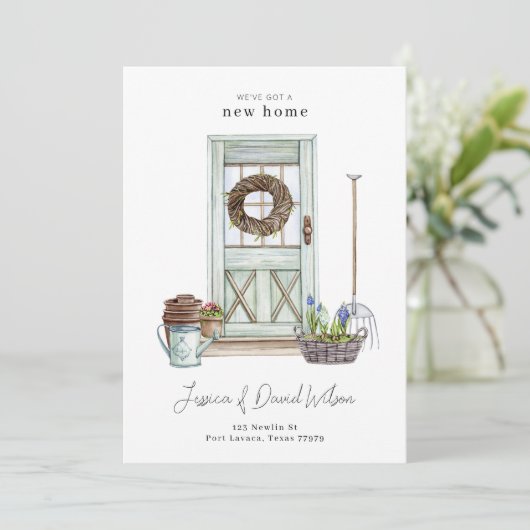 シンプルミニマルモダン新ホーム引越案内 招待状 (スタンド正面)