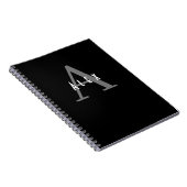 シンプルミニマルモダン白黒モノグラム ノートブック (右側)