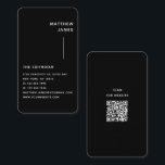 シンプルミニマルモダン白黒QRコード 名刺<br><div class="desc">シンプル白黒QRコーモダンド・ビジネス・カードは黒い背景に白いタイポグラフィのデザインを備えシンプルて人気がある、その逆にスキャナブルQRコードをスキャン可能なQRコード。©Evco Studio www.zazzle.com/store/evcostudioによる設計</div>