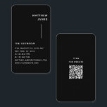 シンプルミニマルモダン白黒QRコード 名刺<br><div class="desc">シンプル白黒QRコーモダンド・ビジネス・カードは黒い背景に白いタイポグラフィのデザインを備えシンプルて人気がある、その逆にスキャナブルQRコードをスキャン可能なQRコード。©Evco Studio www.zazzle.com/store/evcostudioによる設計</div>