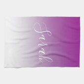 シンプルミニマルモダン紫グラデーション勾配 キッチンタオル (横)