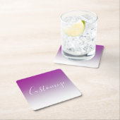 シンプルミニマルモダン紫グラデーション勾配 スクエアペーパーコースター (インサイチュ)