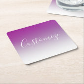 シンプルミニマルモダン紫グラデーション勾配 スクエアペーパーコースター (アングル)