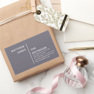 シンプルミニマルモダン紫グレー白 長方形シール