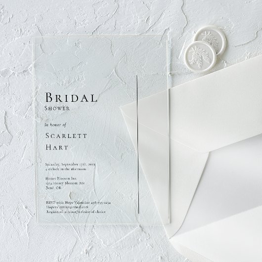 シンプルミニマルモダン結婚ブライダルシャワー アクリル招待状