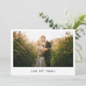 シンプルミニマルモダン結婚写真 サンキューカード (スタンド正面)