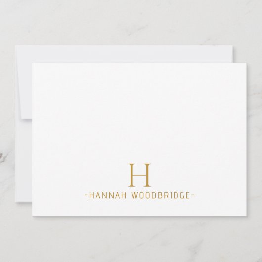 シンプルミニマルモダン金ゴールドモノグラム ノートカード (正面)