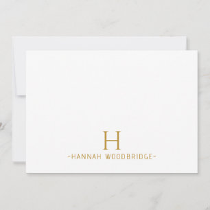 シンプルミニマルモダン金ゴールドモノグラム ノートカード