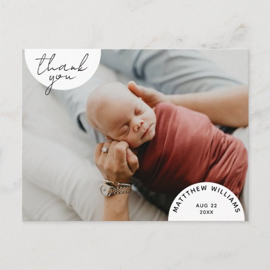 シンプルミニマルモダンArches写真ベビーありがとう ポストカード (正面)