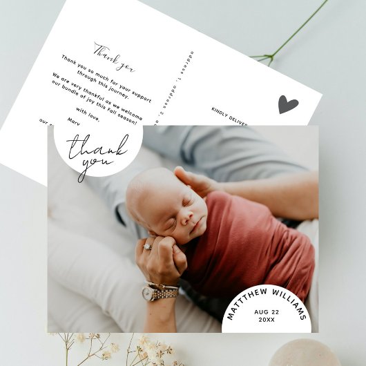 シンプルミニマルモダンArches写真ベビーありがとう ポストカード