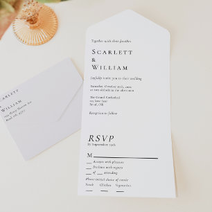 シンプルミニマルモダンMenu Choice RSVP結婚's オールインワン招待状