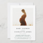 シンプルミニマルモダンPhoto Baby Shower 招待状 (正面)