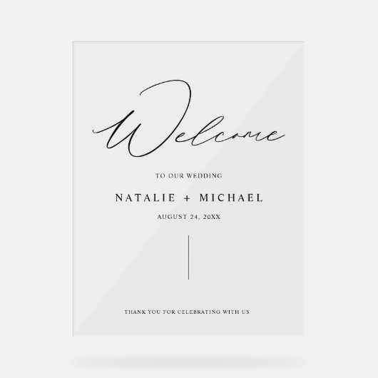 シンプルミニマルモダンScriptの結婚歓迎 アクリルサイン (正面)