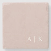 シンプルミニマルモノグラムピンクカスタムイニシャル ストーンコースター (正面)