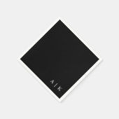 シンプルミニマルモノグラムブラックカスタムウェディング スタンダードカクテルナプキン (角)
