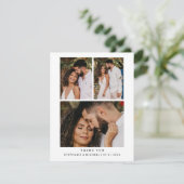 シンプルミニマルリスト4フォトスモダンクリプ結婚ト サンキューカード (スタンド正面)