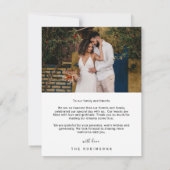 シンプルミニマルリスト4フォトスモダンクリプ結婚ト サンキューカード (裏面)