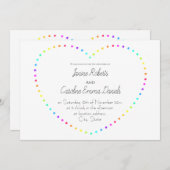 シンプルミニマルレインボー結婚レズ 招待状 (正面/裏面)