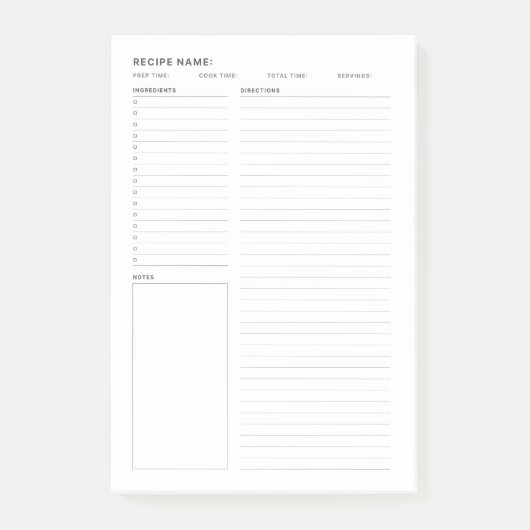 シンプルミニマルレシピ一覧 ポストイット (正面)