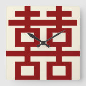 シンプルミニマル二中国の重幸結婚せ スクエア壁時計 (正面)