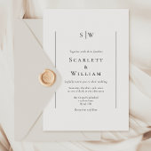 シンプルミニマル伝統的モノグ結婚ラム 招待状