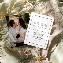 シンプルミニマル伝統的ラ写結婚真 招待状