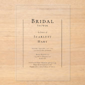 シンプルミニマル伝統的結婚ブライダルシャワー アクリル招待状 (正面)