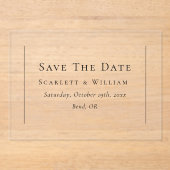 シンプルミニマル伝統的結婚式の日付の保存 アクリル招待状 (正面)