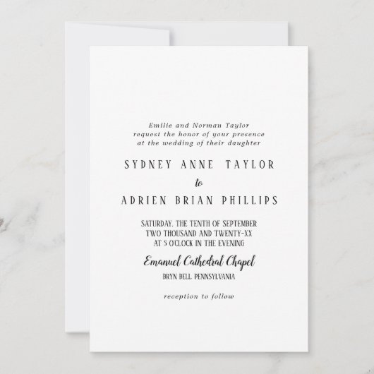 シンプルミニマル伝統的結婚式招待状 招待状 (正面)