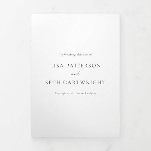 シンプルミニマル写真クラシックエレガントウェディング 三つ折り招待状 (カバー)