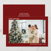 シンプルミニマル写真クリスマスレッドホリデーカード シーズンカード (正面/裏面)