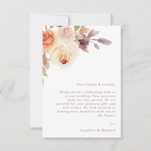 シンプルミニマル写真フローラ結婚の皆様 サンキューカード (裏面)