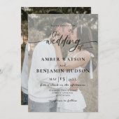 シンプルミニマル写真モダン結婚書 招待状 (正面/裏面)