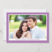 シンプルミニマル写真ラベンダースクリプ結婚ト 招待状 (裏面)