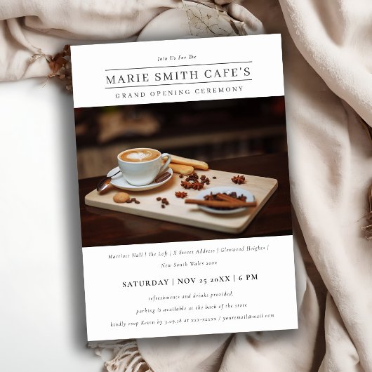 シンプルミニマル写真事業グランドオープニング招待状 サンキューカード