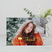 シンプルミニマル写真卒業ありがとう 箔招待状 (立ち正面)