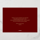 シンプルミニマル写真卒業ありがとう 箔招待状 (裏面)