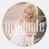 シンプルミニマル写真卒業お願い ラウンドシール (正面)