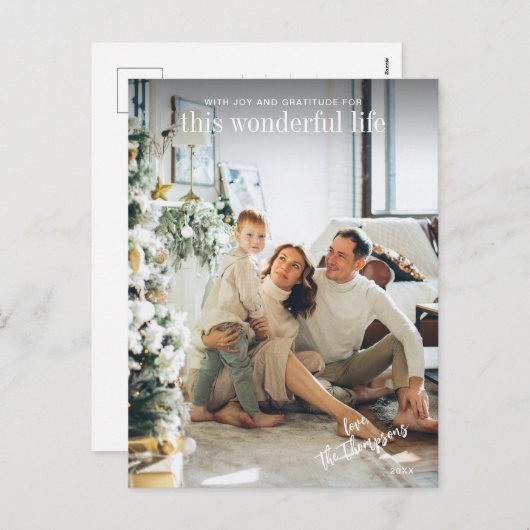 シンプルミニマル写真台本クリスマス シーズンポストカード (正面/裏面)