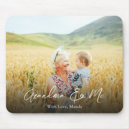シンプルミニマル写真書道祖母と私 マウスパッド (正面)