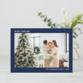 シンプルミニマル写真海軍ブルークリスマス シーズンカード (スタンド正面)