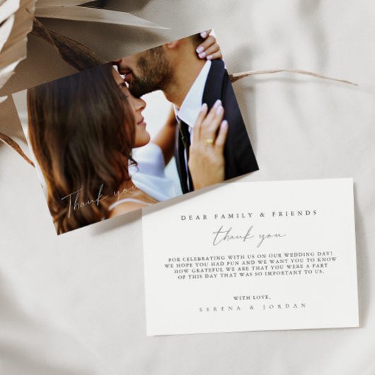 シンプルミニマル写真結婚のサンキューカード サンキューカード
