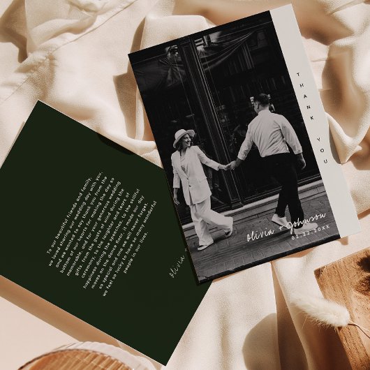 シンプルミニマル写真結婚のサンキューカード サンキューカード