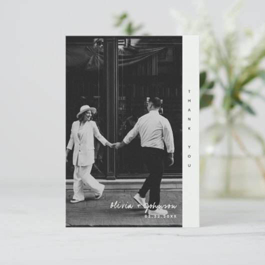 シンプルミニマル写真結婚のサンキューカード サンキューカード (スタンド正面)