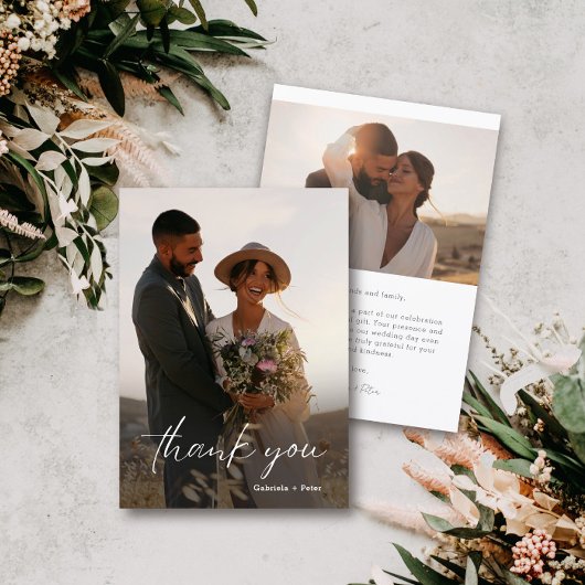 シンプルミニマル写真結婚のサンキューカード 招待状