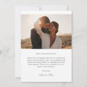 シンプルミニマル写真結婚のサンキューカード 招待状 (裏面)