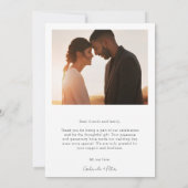 シンプルミニマル写真結婚のサンキューカード 招待状 (裏面)