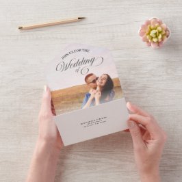シンプルミニマル写真結婚の オールインワン招待状